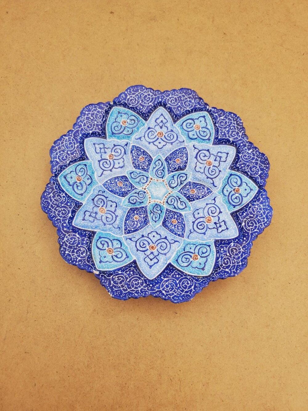 Unique Intricately Designed Enamel Hand painted Blue and White Minakari